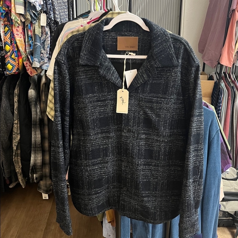 Civil Society Dolph Textured Men's Blue and Black Plaid Jacket